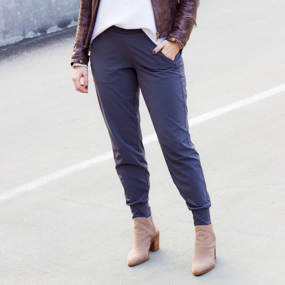 Athleta Blue Lined Soho Joggers, Size 2P - Picture 2 of 11